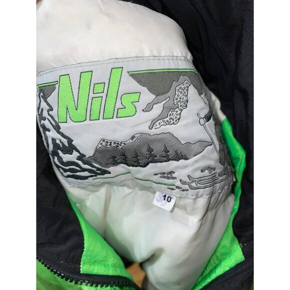 Vintage Nils Neon Green Womens Ski Jacket Size 10 Warm Retro Style With Zipper P - Picture 4 of 10
